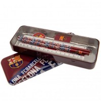 Barcelona Stationery Set Tin Ruler Pencil Rubber Sharpener Football FC Official