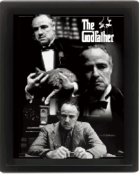 The Godfather Vito Corleone Marlon Brando Black White 3D Moving Poster Official