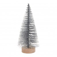Small Table Top Frosty Christmas Tree Silver Bottle Brush Standing Decoration 