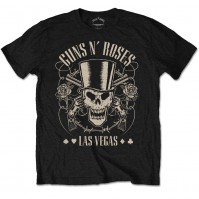 GUNS N' ROSES Mens T Shirt Top Hat, Skull & Pistol Las Vegas Official