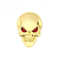 Gold Skull Red Eyes Emblem Metal Badge 3D Effect Car Decal Sticker Sign Bumper