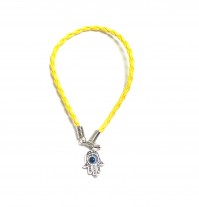 Silver Tibetan Hamsa Hand Sign Yellow Bracelet Charm Chain Fashion Costume Jewellery By AoE Performance