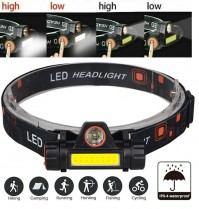 Waterpoof LED Headlamp Bright Torch Portable USB Rechargeable Fishing Flashlight
