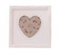 Victorian Vintage Floral Heart Square Picture Frame White Distressed Flowers