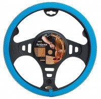 Italian Hand Made Artisan Premium Blue Leather Car Steering Wheel Cover Glove