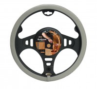 Italian Hand Made Premium Light Grey Leather Car Steering Wheel Cover Glove