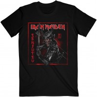 Iron Maiden Large T-Shirt Mens Black Official Senjutsu Red Distressed Short Sleeve