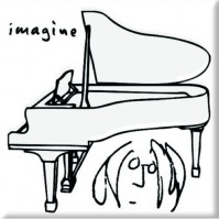 John Lennon Playing Piano Logo Metal Steel Fridge Magnet Album Fan Official