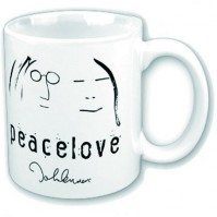 John Lennon Peace Love Standard Coffee Mug Tea Cup White Ceramic Beatles Boxed
