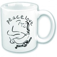 John Lennon Cuddle Bed Peace Love Coffee Mug Tea Cup Beatles White Ceramic Boxed