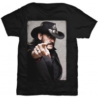 Motorhead Lemmy Pointing Photo Mens Black T Shirt Official Rock Band Ace Spades Small