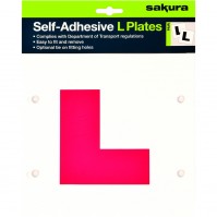Sakura Pack Of 2 L Plates Self-Adhesive Learning Red Pair Removable Car Driving