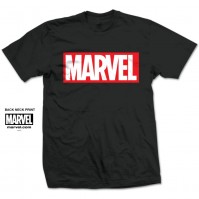 Marvel Comics Classic Box Logo Motif Design Medium Mens Black T-shirt Official