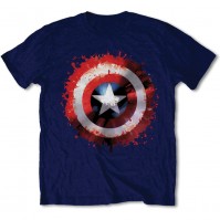 Captain America Splat Shield Image Navy Blue Mens T Shirt Official Marvel Comics Medium