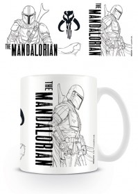  Star Wars: The Mandalorian Line Art White Tea Coffee Mug Boxed Gift Disney