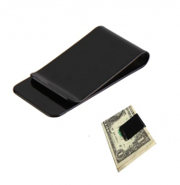 Stainless Steel Black Metal Money Clip Cash Note Thin Holder Wallet Folder 
