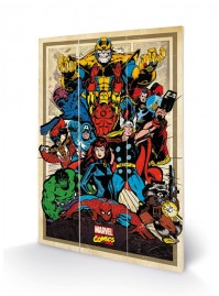 Marvel Comics Official Retro Avengers To Action Hanging Wooden Print Picture
