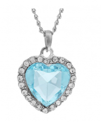 Heart Of The Ocean Light Blue Silver Necklace Chain Costume Jewellery Titanic