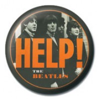 The Beatles Orange Help 25mm Button Pin Badge Official McCartney Lennon Retro