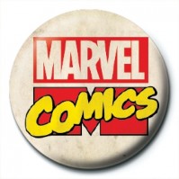 Marvel Comics Retro Logo Official 25mm Button Pin Badge Red Yellow White 
