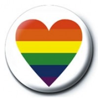 Rainbow Flag Pride Heart Gay Lesbian LGBT Official 25mm Button Pin Badge