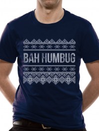 Christmas Bah Humbug Navy Blue T Shirt Scrooge Mens Ladies Womens Girls Small