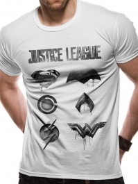 Justice League Movie Official Logo And Symbols Unisex White T-Shirt Mens Womens Large