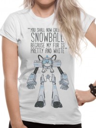 Rick And Morty Official Snowball White Ladies Fitted T-Shirt Girls Womens