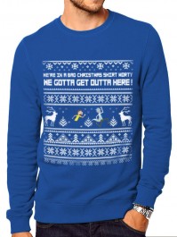 Rick And Morty Mens Blue White Christmas Jumper Sweater Bad Christmas Snowflakes XXL