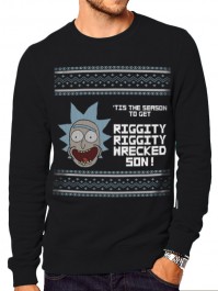 Rick And Morty Tis The Season Official Black Mens Sweatshirt Christmas Jumper