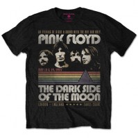 Pink Floyd Men's Black T-Shirt Dark Side Of The Moon Vintage Stripes Classic S
