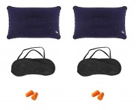 2 x Travel Sleep Pack Kit Inflatable Pillow Blindfold Earplugs Plane Holiday Camping Car Train