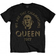 Queen Mens Black T Shirt We Are The Champions Official