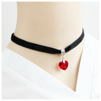 Red Heart Velvet Choker Necklace Chain Pendant Ladies Girls Goth Tattoo Lace