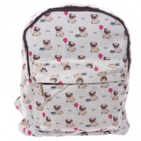 Cute Pug Rucksack Backpack Dog School Girls Ladies Kids Bag Balloons