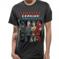 DC Grey Unisex T-Shirt Justice League Batman Wonder Woman Official 