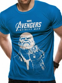 Marvel The Avengers Infinity War Thanos Line Blue Unisex T-Shirt Official Small