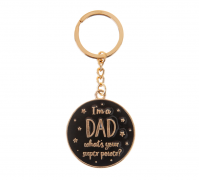 Dads Super Power Gold And Black Metal Key Ring Chain Charm Star Father Day