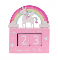 Rainbow Unicorn Christmas Countdown Block Advent Santa Cute Princess Pink Girly