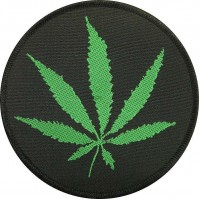 Cannabis Weed Hemp Leaf 9cm Sew On Woven Patch Marijuana Stoner 