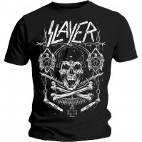 Slayer Men's Black Short Sleeved T-Shirt Skull & Bones Revised Rock Official Small