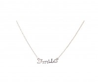 Silver Smile Necklace Pendant Diamanté Gift Rhinestone Fashion Vintage Boutique Chain Pendant