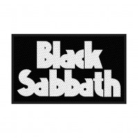 Black Sabbath Official Rectangle White Logo Sew On Woven Patch Badge 
