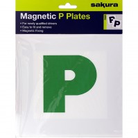 Sakura Pack Of 2 P Plate New Driver Green Magnetic Pair Just Passed Car Van Driving