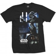Star Wars Mens Black T-Shirt Rogue One Darth Triptych L