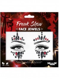 Moon Terror Freak Show Black and Red Face Jewels Stickers Festival Fancy Dress 
