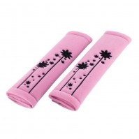 Pink Black Urban Girl Ladies Flower Car Seat Belt Shoulder Pads Pair Harness