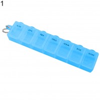 Blue 7 Days Weekly Pill Box Organiser Tablets Medicine Storage Container Dividers