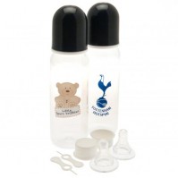 Tottenham Hotspur Football Club Official 2 Pack Of Feeding Bottles New Born Baby Crest