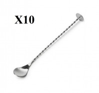 Pack Of 10 Stainless Steel Cocktail Stirrer Masher Spoon Bar Drink Mixer Cup Glass